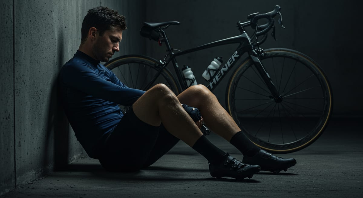 Endurance athlete stretching and cooling down after a hard training session